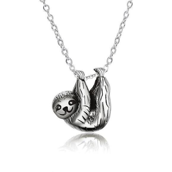 Sloth Gifts Sterling Silver Sloth Necklace Cute Sloth Pendant - Picture 7 of 7